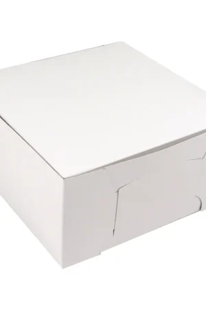 Free Delivery O'Creme One Piece White Cake Box, 8" x 8" x 5" - Pack of 5