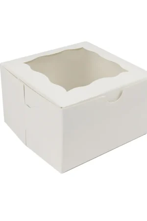 O'Creme White One Compartment Cupcake Box with Window 4" x 4" x 4" -Case of 500 Top Pick