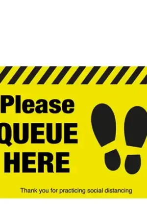 "Please Queue Here Floor Sign" Anti Slip Floor Sign 40 x 30cm Buy Today