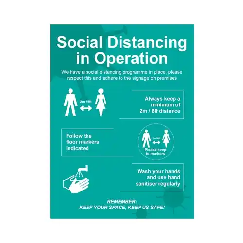 "Social Distancing in Operation" Blue Foamex Sign 60 x 80cm Fan Favorite