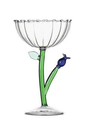 Secure Checkout Champagne bowl optic with blue flower