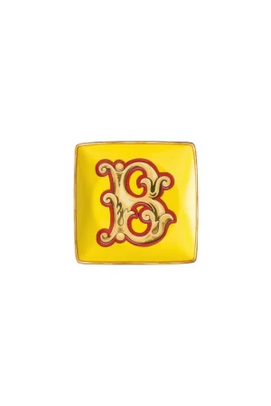 Authentic Rosenthal Porcelain, Canape Dish, 4 3/4 inch, Square, Versace Alphabet Holiday Alphabet B