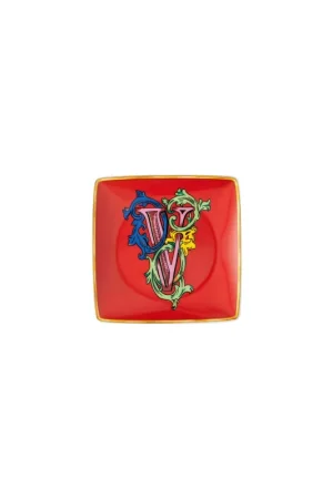 While Supplies Last Rosenthal Porcelain, Canape Dish, 4 3/4 inch, Square, Versace Alphabet Holiday Alphabet V